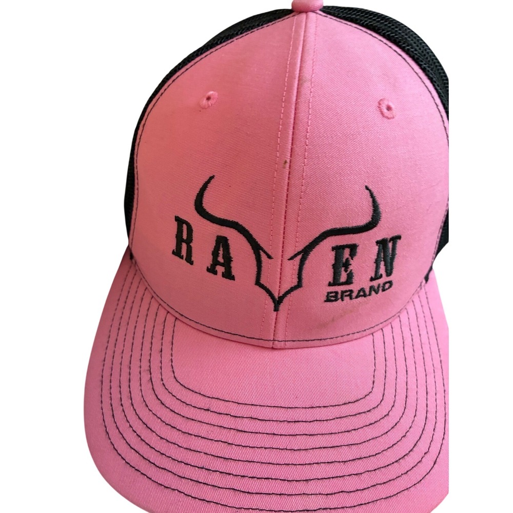 Raven Brand Pink Black Mesh Trucker Hat Richardson 112 Snapback Cap Western